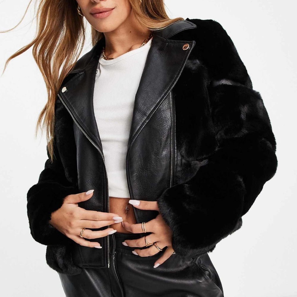 River Island Black Fur Coat